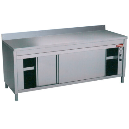 Heated workcabinet with sliding doors edge