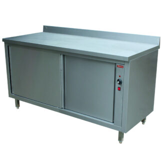 Heated workcabinet with sliding doors edge