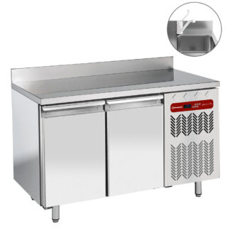 Ventilated "wall" cooling table, ventilated, 2 doors GN 1/1, with sink