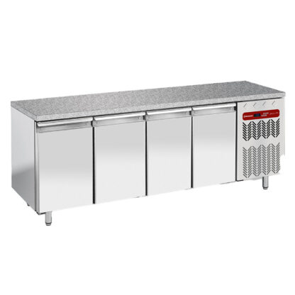 Refrigerated table, ventilated, 4 doors EN 600x400 - Granite Top