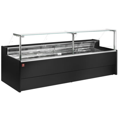 Ventilated refrigerated counter display with straight glass panel 90Â° with storeroom - BLACK