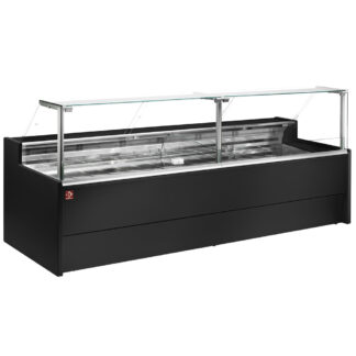 Ventilated refrigerated counter display with straight glass panel 90Â° with storeroom - BLACK