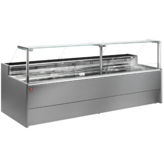 Ventilated refrigerated counter display with straight glass panel 90Â° with storeroom - GREY