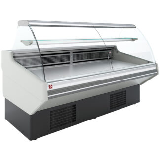 Static counter, with storage, curved glass - WHITE front