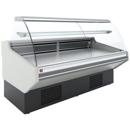 Static counter, with storage, curved glass - WHITE front