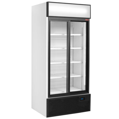 Drink display positive TÂ°, ventilated, 760 liters, 2 sliding doors, with lightbox