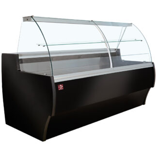 Refrigerated display counter curved glass, ventilated, with reserve - BLACK