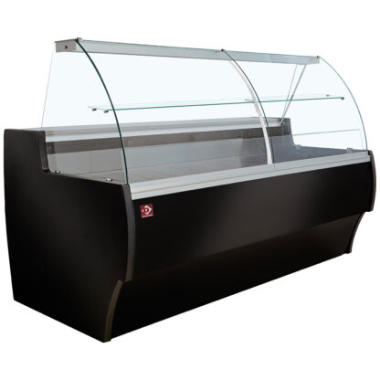 Refrigerated display counter curved glass, ventilated, with reserve - BLACK