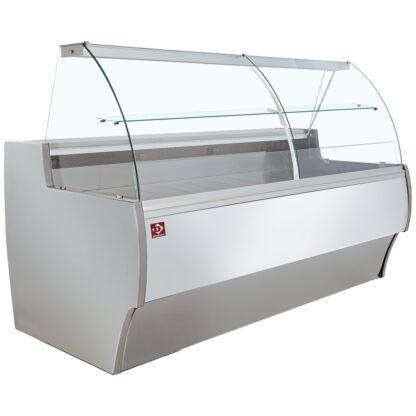 Refrigerated display counter curved glass, ventilated, with reserve - GREY/WHITE