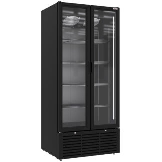 Vitrine ventilée positive 804 litres 2 portes battantes NOIRE