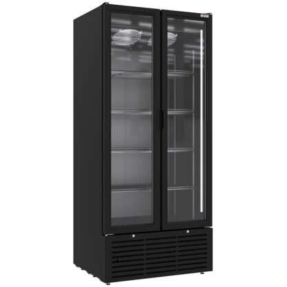 Vitrine ventilée positive 804 litres 2 portes battantes NOIRE