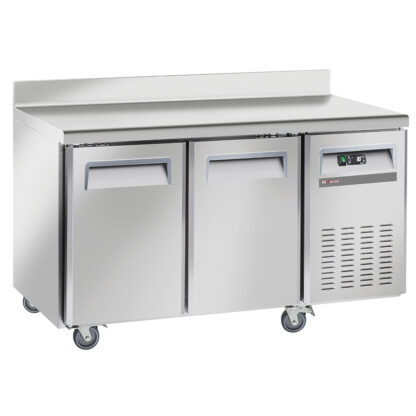 Freezing table, ventilated, 2 doors GN 1/1, with backsplash, on wheels, 2 with brakes