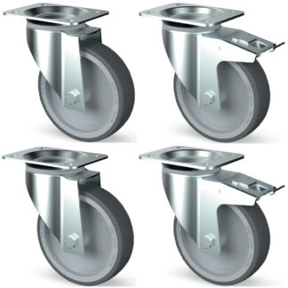Kit 4 swiveling castors cupboards, 2x with brakes