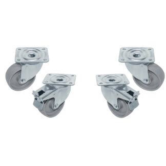 Kit of 4 "galvanized" swivelling wheels, 2 with brakes