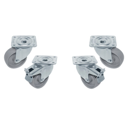Kit of 4 "galvanized" swivelling wheels, 2 with brakes