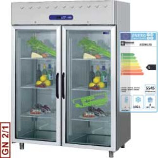 Ventilated freezer 1400 liters, 2 glass doors GN 2/1