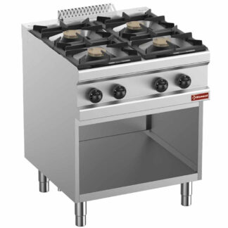 Gas range 4 burners, on open cupboard