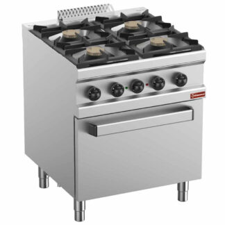 Gas range 4 burners, electric convection oven GN 1/1