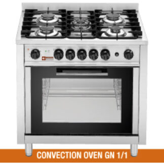 Gas range 5 burners, electric convection oven 4x GN 1/1