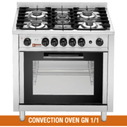 Gas range 5 burners, electric convection oven 4x GN 1/1