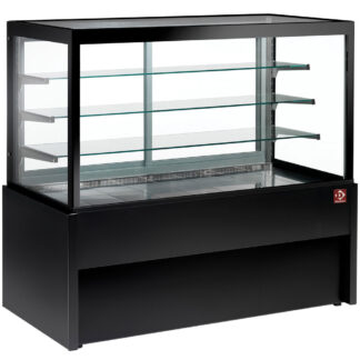 Panoramic refrigerated display counter, ventilated, 4 levels, without storage room - BLACK