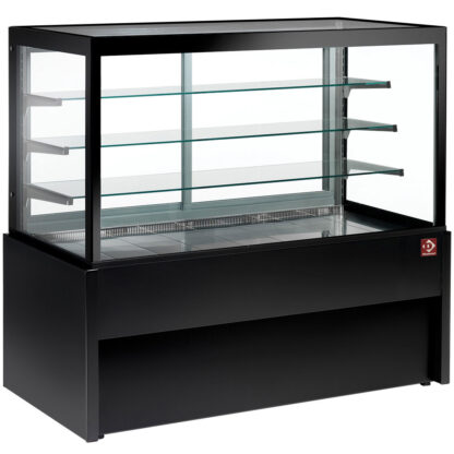 Panoramic refrigerated display counter, ventilated, 4 levels, without storage room - BLACK