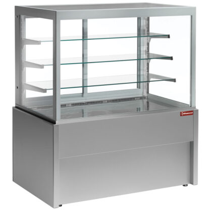 Panoramic refrigerated display counter, ventilated, 4 levels, without storage room - GREY