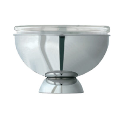 Stainless steel yoghurt holder, "refrigerated x ice cubes" with glass bowl