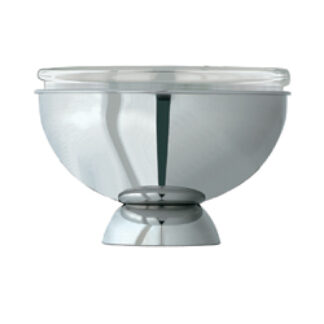 Stainless steel yoghurt holder, "refrigerated x ice cubes" with glass bowl