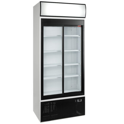 Drink display positive TÂ°, ventilated, 760 liters, 2 sliding doors, with lightbox