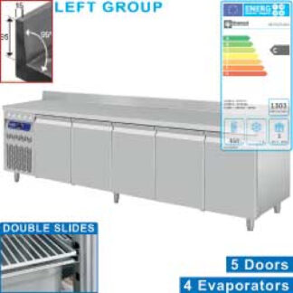Ventilated cooling table "mural", 5 doors GN 1/1, 700 Lit. unit on the left