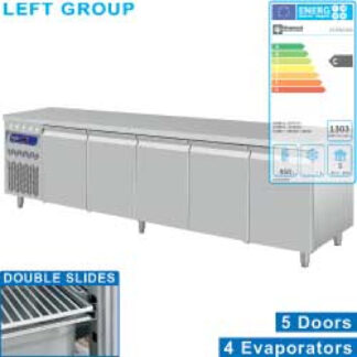 Ventilated cooling table, 5 doors GN 1/1, group on the left