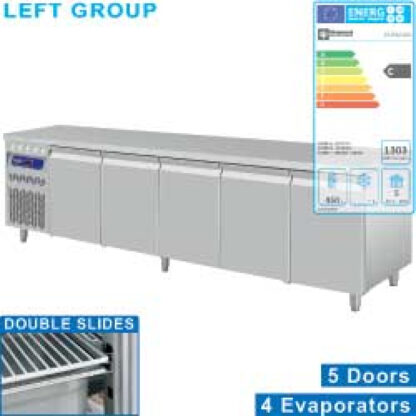Ventilated cooling table, 5 doors GN 1/1, group on the left