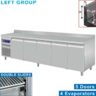 Ventilated cooling table "mural", 5 doors GN 1/1, 700 Lit. unit on the left