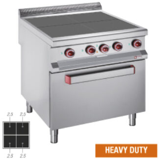 Electric stoves 4 plates aligned with the top, oven GN 2/1
