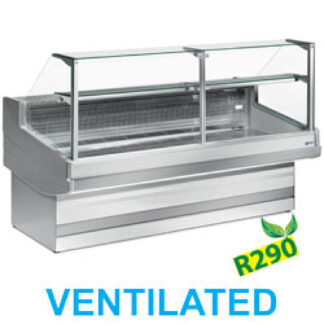 Ventilated refrigerated counter display with staight glass panel 90Â°, without storeroom