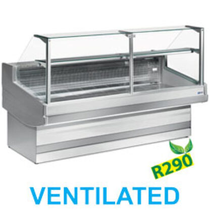 Ventilated refrigerated counter display with staight glass panel 90Â°, without storeroom