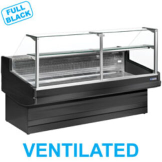 Ventilated refrigerated counter display with straight glass panel 90Â° without storeroom