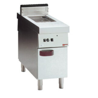 Gas fryer, 1 13-liter basin, on cupboard, "service hatch"