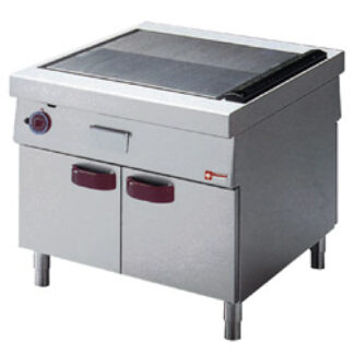 Grill cooking plate flat/ribbed, open cupboard, "service hatch"