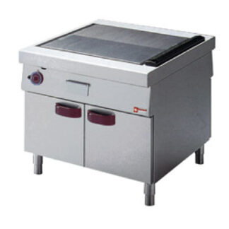 Grill cooking hard chrome plate, open cupboard, "service hatch"