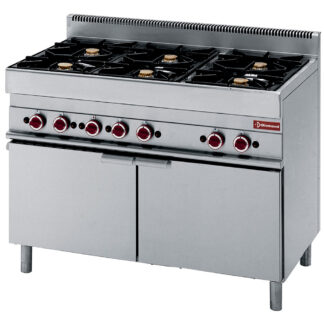 Gas range gaz 6 burners, maxi gas oven, 2 swinging doors