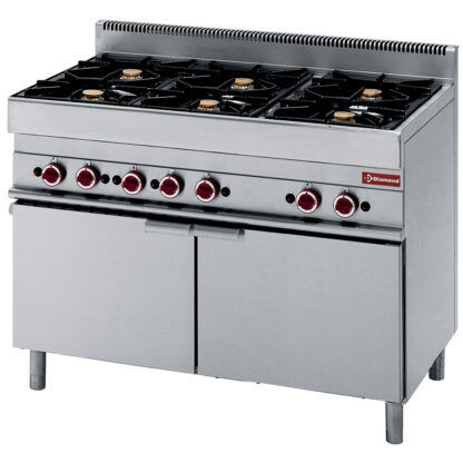 Gas range gaz 6 burners, maxi gas oven, 2 swinging doors