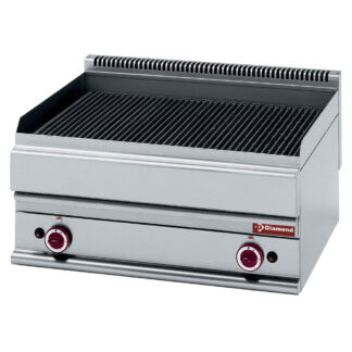 Gas steam grill, with cast iron cooking grid -Top-