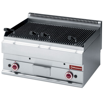Lava stone gas grill, cast iron cooking grid -Top-