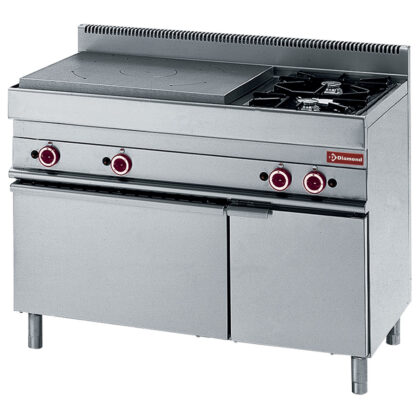 Gas range with cooking hob, 2 burners, gas oven, neutral cupboard