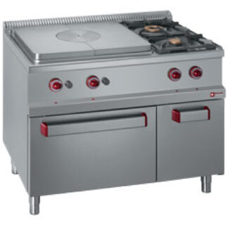 Gas range, 2 burners, cooking hob, gas oven GN2/1 on cupboard GN 1/1