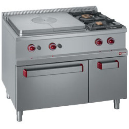 Gas range, 2 burners, cooking hob, gas oven GN2/1 on cupboard GN 1/1