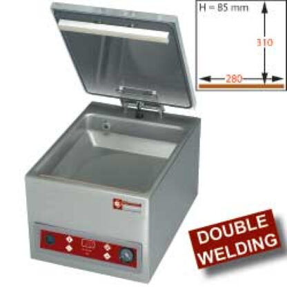 Vacuum machine, chamber 280x310xh85 mm. - 4 m3/h