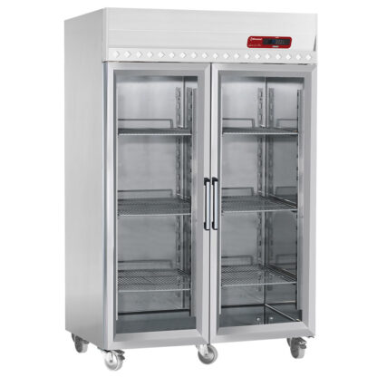 Ventilated freezer 1400 liters, 2 glass doors GN 2/1, on wheels